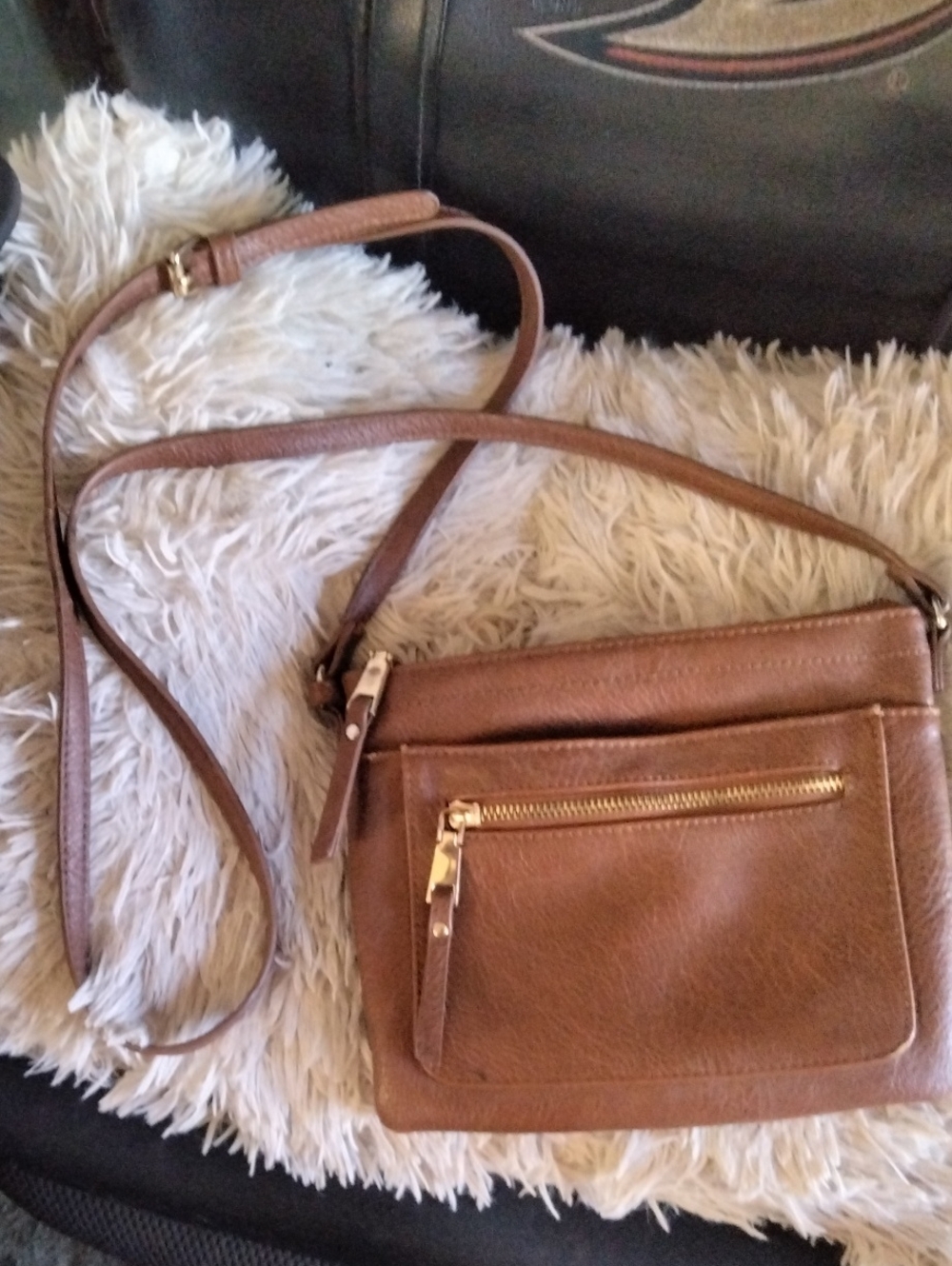 Miztique Brown Leather-Look Crossbody Shoulder Bag
